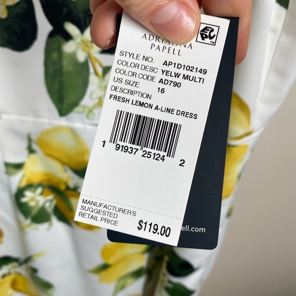 NWT Adrianna Papell Lemon Print A-Line Dress - Picture 12 of 12